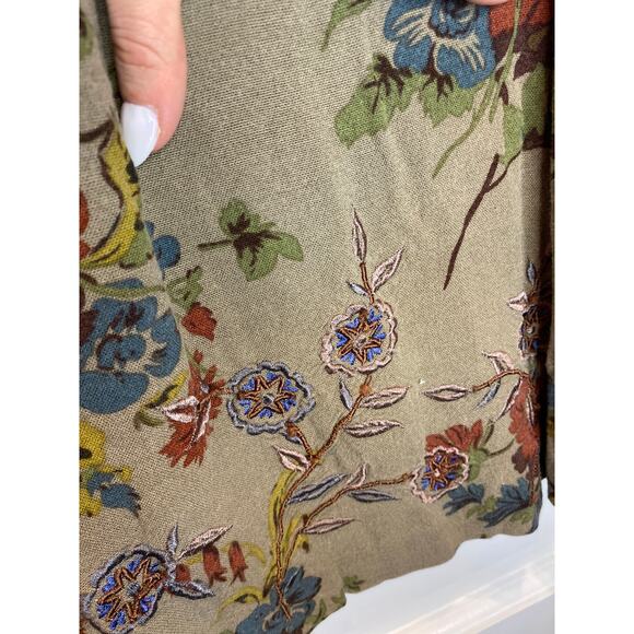 Brown cAbi Embroidered Floral Skirt 0 - Picture 3 of 6